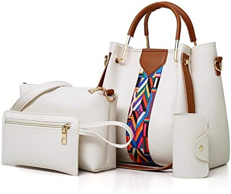 AlwaySkyWomen Handbag Set 4 in 1 Soft PU Leather Top Handle Bag, Tote Bag, Shoulder Bags Crossbody Bag Wallet Purse Set