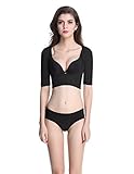 Shymay Women's Shapewear Tops Wear Your Own Bra Short Sleeve Slim Crop Top Shaper , Black, Medium