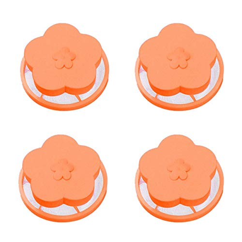 Washing Machine Filter Net Lint Trap Snare Filter Bag 15x8CM Laundry Mesh Washer Hoses Pet Fur Catcher Filtering Hair Removal Device Wool Cleaning Floating Pouch Ties Supplies (Orange, 4PCS)