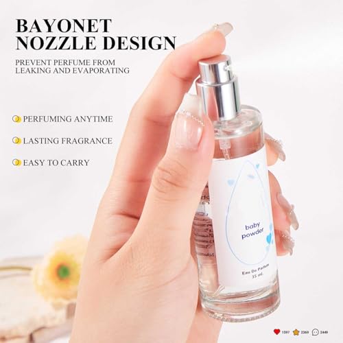 LBOYLOVE® Long Lasting Baby Powder Fragrances, Fresh and Light Scent Baby Tower Perfume, Long-lasting Moisture & Fragrance - Gift for Women Gentle Baby Powder & Floral Notes 35ml