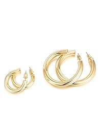 PAVOI Pendientes de aro de infinito grueso de oro de 14 K para mujer