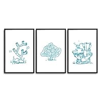 3 Piece Framed Canvas Wall Art Simple Seabed Elements Canvas Prints Home Artwork Decoration for Living Room,Bedroom - 16