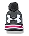 Under Armour Women's Pip Graphic Pom Beanie Carbon Heather/Tropic Pink/White Hat One Size