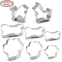 ANPOPO Dog Themed Cookie Cutters - 8 Piece - Corgi, Teddy Bear, 3 Paw Prints, 3 Dog Bones. Funny Cookie Cutters Shapes for Homemade Treats, Metal Stainless Steel