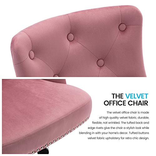 Irene House Modern MidBack Tufted Velvet Fabric Computer Desk Chair