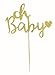 Oh Baby Shower Cake Topper Decoration – Hard Cardboard Gold Glitter 1 Pack – by ROUNDSQUARE