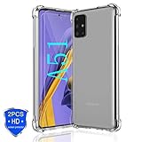 ADroid for Samsung Galaxy A51 Case, Clear Soft Anti-Drop Transparent Shock-Absorption Case w Screen Protector [2 Pack] Durable TPU Phone Case for Samsung Galaxy A51 Case, Clear