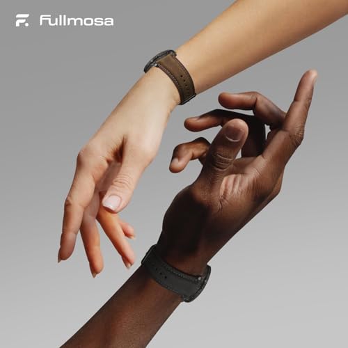 Fullmosa Genuine Leather Watch Straps 22 mm Quick Change Bracelet for Men and Women, Set of 2 Replacement Leather Straps with Stainless Steel Clasp, Coffee & Black with Black Clasps