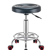 Qfauto Round Padded Bar Stool Cover Cushion/Watedrproof Faux Leather Stool Pad fit for Bar,Kitchenm Coffee Shop Cushion Barstools (Black)