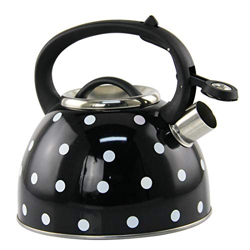 Riwendell 2.7 Quart Whistling Color Dot Tea Kettle Stainless Steel StoveTop Teapot (GS-04016F-2.5L-1)