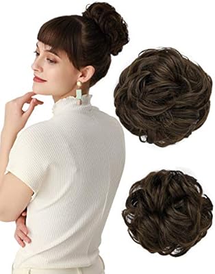 Reecho Women S Thick 2pcs Curly Wavy Updo Hair Bun Extensions
