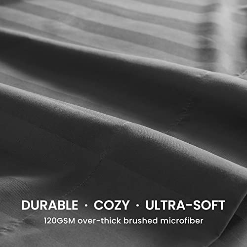 SLEEP ZONE Striped Cooling Queen Sheets Set Fitted Flat Sheet & Pillowcase Sets 4 Piece