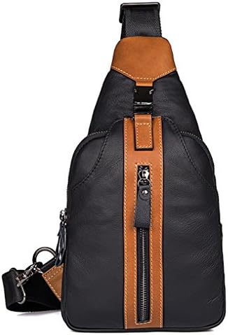 Clean Vintage Men's Retro Genuine Leather Sling Multi Pockets Bag- Day Pack Shoulder Bag