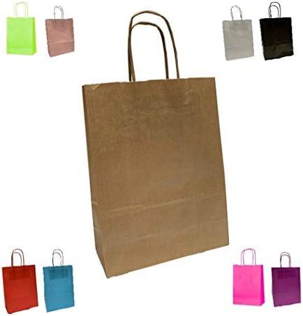 Packitsafe 10 Brown Twisted Handle Paper Bags - Small Gift Party Bags 18x8x24cm Bag - Choose Your Colour and quanity Brown 10