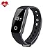 TINCINT Fitness Tracker & Heart Rate Monitor, ID107 Bracelet Pedometer Watches Sleep Monitor Life Waterproof Fitness Band Wristband for Android iOS Phones, Black