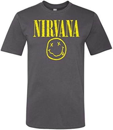 TeeWorlds Scribble Nirvana Smiley Face Logo. Unisex T-Shirt Medium Charcoal