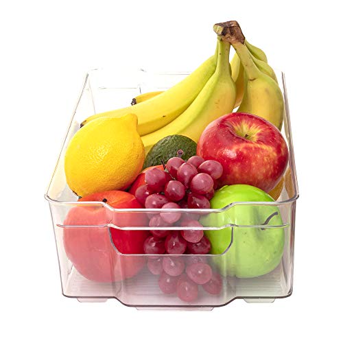 JinaMart X-Large Fridge & Refrigrator Organizer Storage Bins | Freezer, Office, Bathroom, Pantry Organizer Bin | BPA Free Clear Stackable Plastic Storage Bins Rack with Handles | 4 Packs - Thumbnail 6