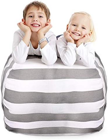 Kid's Stuffed Animal Storage Bean Bag Chair (White)