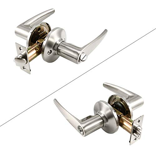 【3 Pack】Front Door Entry Lever Lock Set and Single Cylinder Deadbolt Combination Set, Satin Nickel