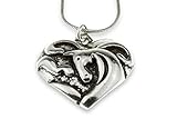 Unisex Fine Stylish Heart Shaped Horse Pendant Silver Necklace Perfect Designer Jewelry for Girls Women