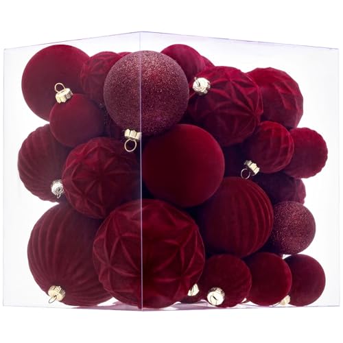 36pc Burgundy Velvet Christmas Ball Ornaments