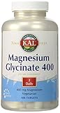 Magnesium Glycinate 400mg 180 tablets (Pack of 2) Kal 180 Tabs by Kal