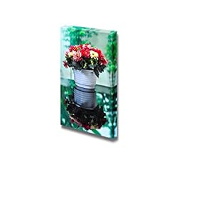 Multi Colored Daisies in a White Pot Wall Decor