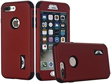 TONPVOU iPhone 7 Plus Case, 3 layer Shock Resistant Impact PC Outside and Soft Silicon Inside Full Preservation Case Cover for iPhone 7 Plus, 5.5 Inches (Chinese Red/Black)