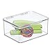 mDesign Small Plastic Home Office Storage Organizer Box Containers w/Hinged Lid for Desktops - Holds Pens, Pencils, Sticky Notes, Highlighters, Staples, Supplies - Lumiere Collection, 2 Pack - Clear