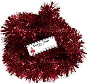 Simply Products 4M Chunky/Fine Cut Christmas Tinsel Garland Decoration (Red)