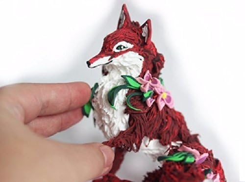 Fox figurine,red fox figure,animal figurine,fox sculpture,fox statuette,flower Fox