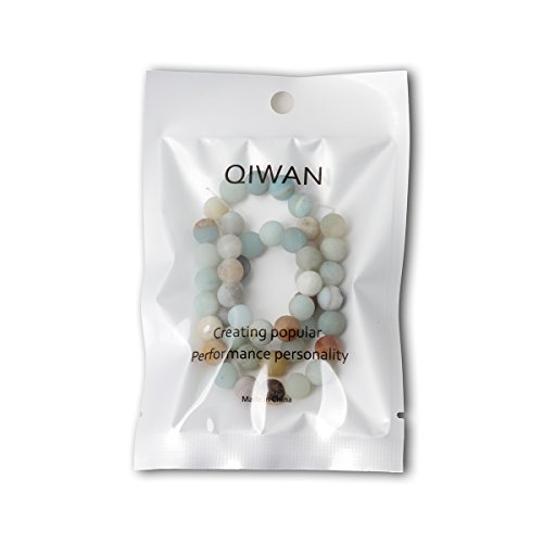 Qiwan 45PCS 8mm polychrome Natural amazonite amazon Dull Polish Gemstone Round Loose Beads for Jewelry Making 1 Strand 15"...