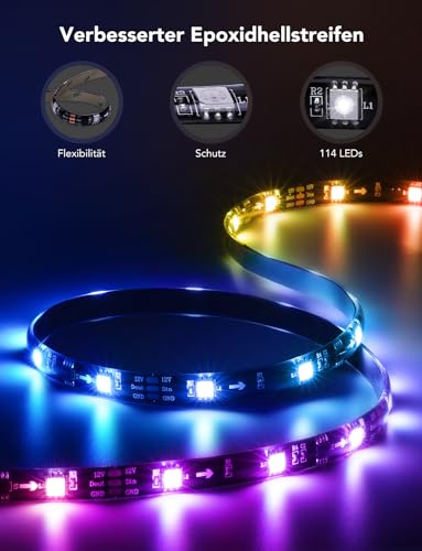 Govee TV LED Backlight, RGBIC TV LED Strip for 55-65 Inch TV, 3.8 m Intelligent LED Strip with Bluetooth & WiFi Control, Works with Alexa & Google Assistant, Music Sync