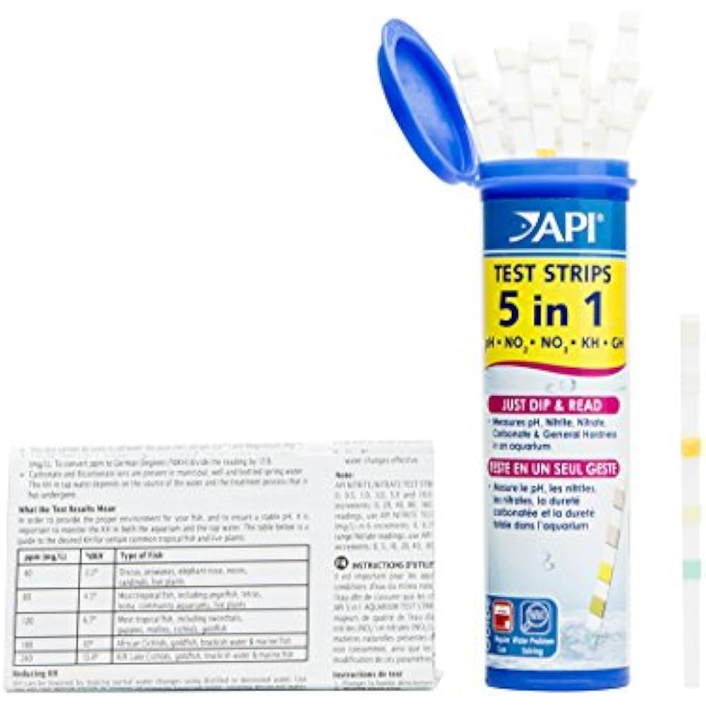 API 5in1 Test Strips Freshwater And Saltwater Aquarium 25Count Box