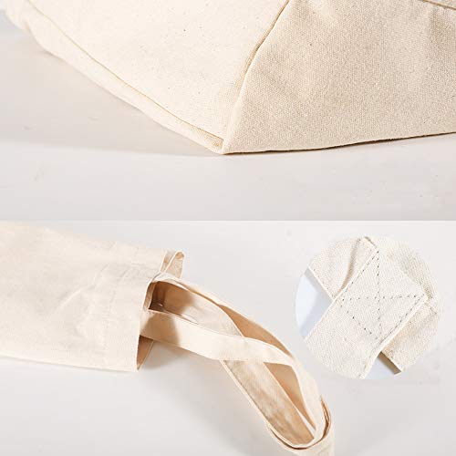 NAECOUS Canvas Grocery Shopping Bags with Bottle Sleeves, 10 oz Heavy Duty & Premium Reusable Cloth Totes, Washable&Durable&Eco-Friendly Wine Totes with Handles (2 Bags)