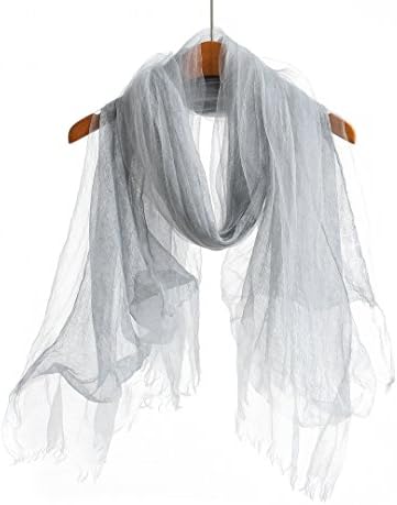 WS Natural Silk Cotton Scarf / Shawl / Wrap /Sheer For Women Lightweight Fashion Scarves And Wraps (Double Layer Grey)