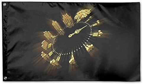 YUANSHAN Home Garden Flag Golden Clock Polyester Flag Indoor/Outdoor Wall Banners Decorative Flag Garden Flag 3' X 5'