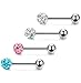 Besteel 4pcs 14G Stainless Steel Body Piercings Jewelry Tongue Rings Barbell Crystal Ball