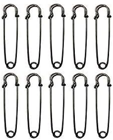 olyclass 10 Pcs Extra-LARGE 4" Steel Safety Pins for Blankets, Skirts, Kilts, Crafts Black