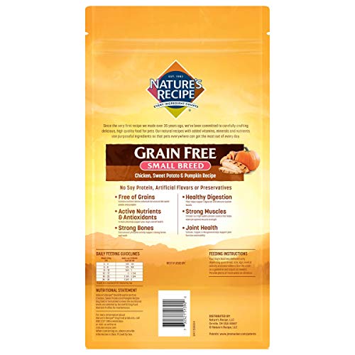 NATURE’S RECIPE SMALL BREED DRY DOG FOOD, CHICKEN, SWEET POTATO & PUMPKIN RECIPE, 4 POUNDS, GRAIN FREE