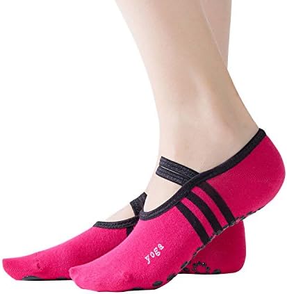 Hiyearn Yoga Socks Non Slip Skid Pilates Barre Ballet Socks with Grips Cotton For Women