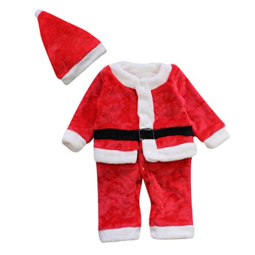 Lestore Winter Baby Christmas Romper Newborn Bodysuit Costume Outfit Hat 2pcs