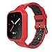 Kartice Compatible with Fitbit Versa Bands Silicone Shockproof Protective Case Soft Shatter-Resistant Silicone Sport Bands Replacement Strap (Red)