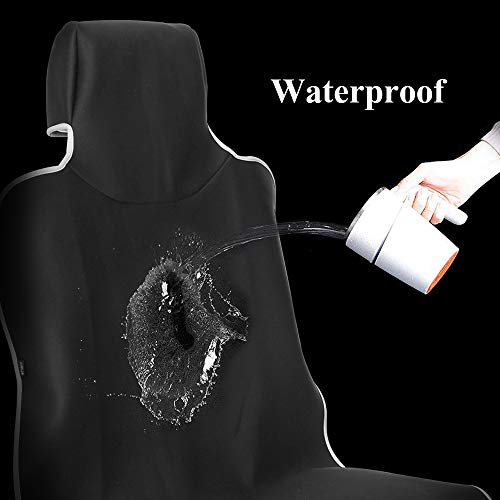 Waterproof Car Seat Covers, Universal Front Bucket Seat Covers for Cars Trucks SUV, Neoprene Covers for Car Seats with Non-Slip Machine Washable, Auto Carseat Protectors Black (59 x 26 Inches)【1 PC】