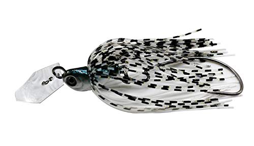 Skirted chatter bait jig head fishing lure with weedless hook 13g (SALT n PEPPER)