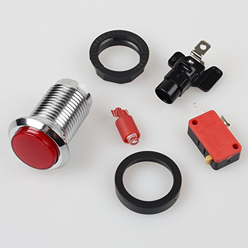 Jiu Man 10 Pcs/lots Chrome Plating 30mm LED Illuminated Push Buttons With Micro Switch For Arcade Machine Games Mame Jamma Parts 12V Each Color of 2 Pieces