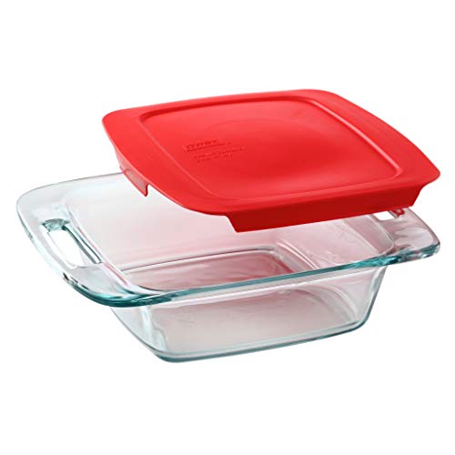 Pyrex Easy Grab 8-inch Square with Red Plastic Cover