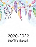 2020-2022 Monthly Planner: Boho Feathers Cover | 3 Year Planner with Holidays | Agenda Yearly Goals by John Book Publishing