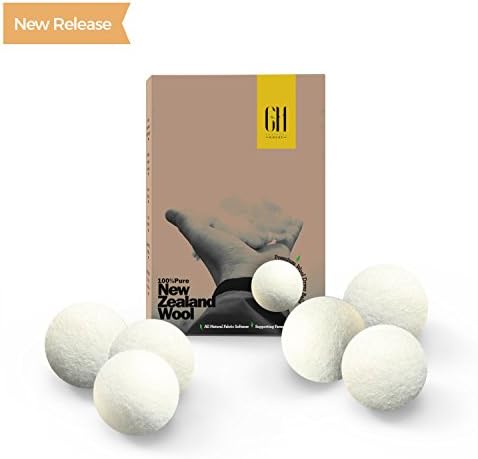 6 XL Premium Merino Wool Dryer Balls 100% New Zealand Wool Natural Fabric Softener reusable for 1000 dryer loads. Pure Wool Highest Quality