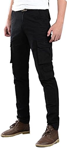 Wsirmet Men's Slim Fit Straight Leg Elastic Sports Casual Multi-Pockets Cargo Pants